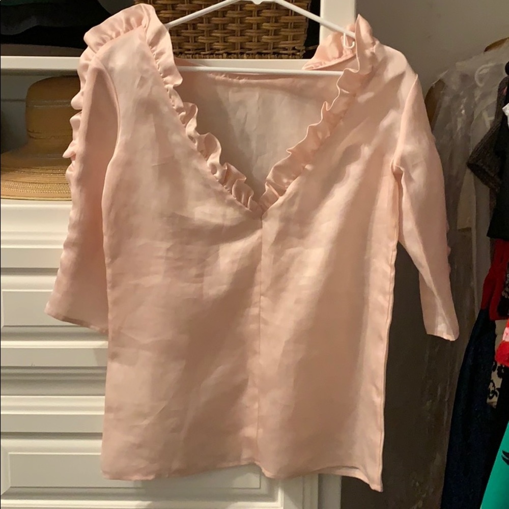 J Crew Collection Blush Ruffle Blouse, 2 - Picture 4 of 5